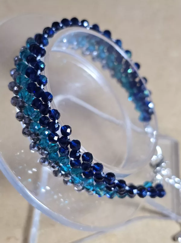blue - silver ombre effect micro crystal bracelet